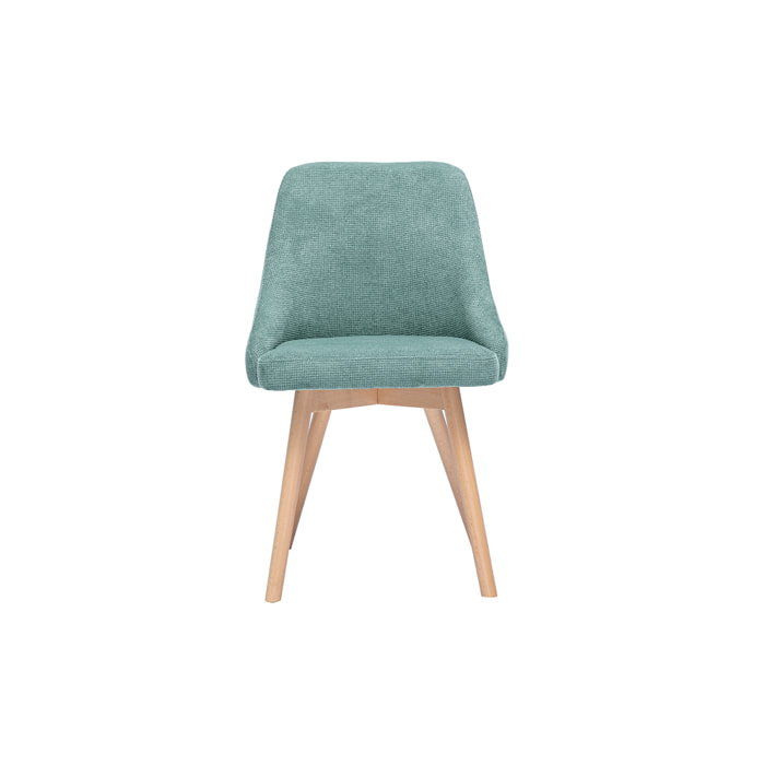 Chaises scandinaves en tissu chenille vert céladon et bois clair (lot de 2) HASTA