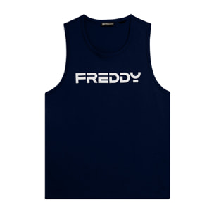 Canotta in cotone con retro vogatore e logo FREDDY