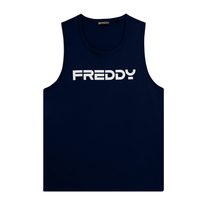 Canotta in cotone con retro vogatore e logo FREDDY