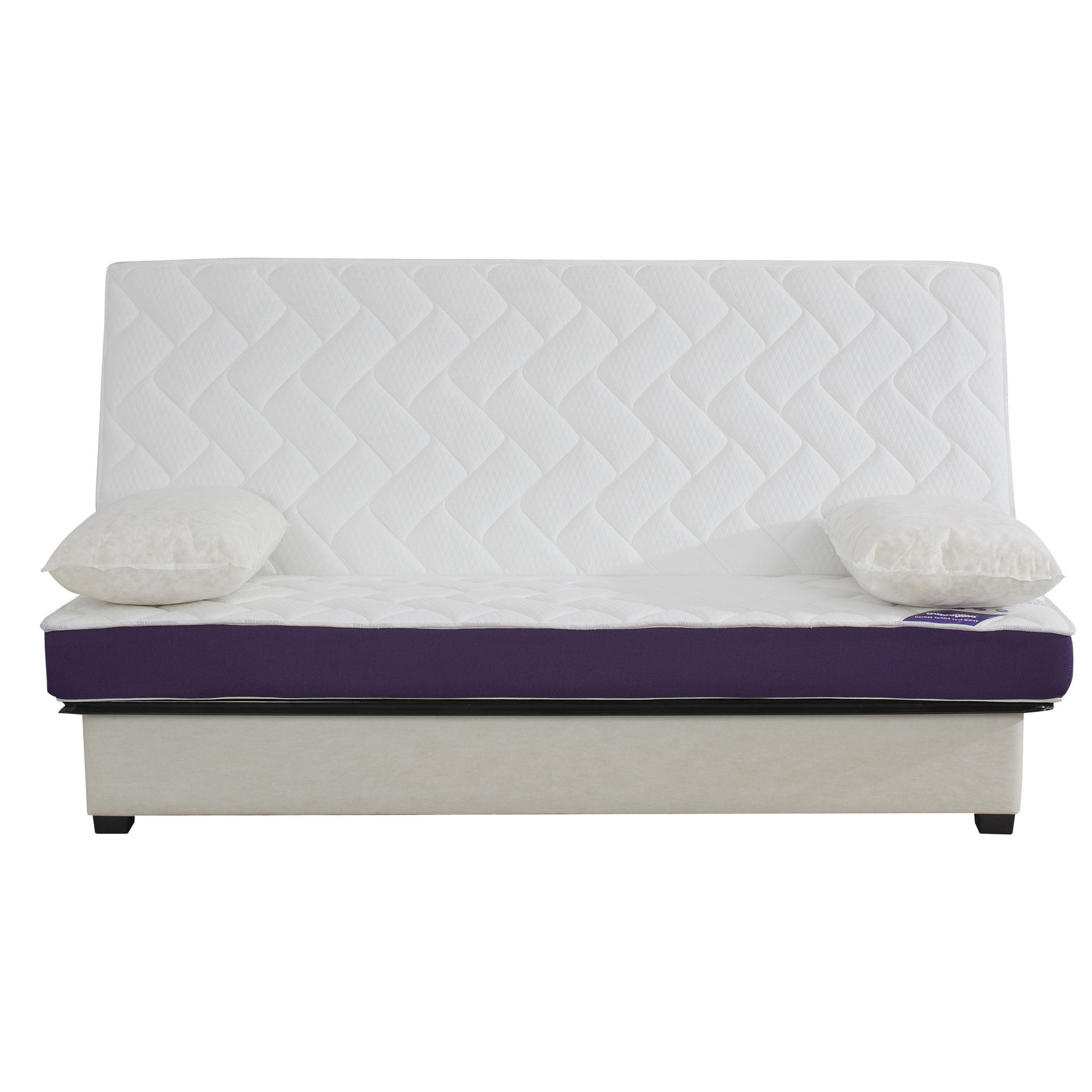 Banquette CC LOS ANGELES 130 x 190, matelas Dunlopillo, coton gris