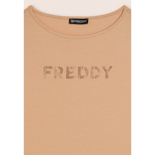 T-shirt a maniche lunghe in jersey con logo FREDDY in strass