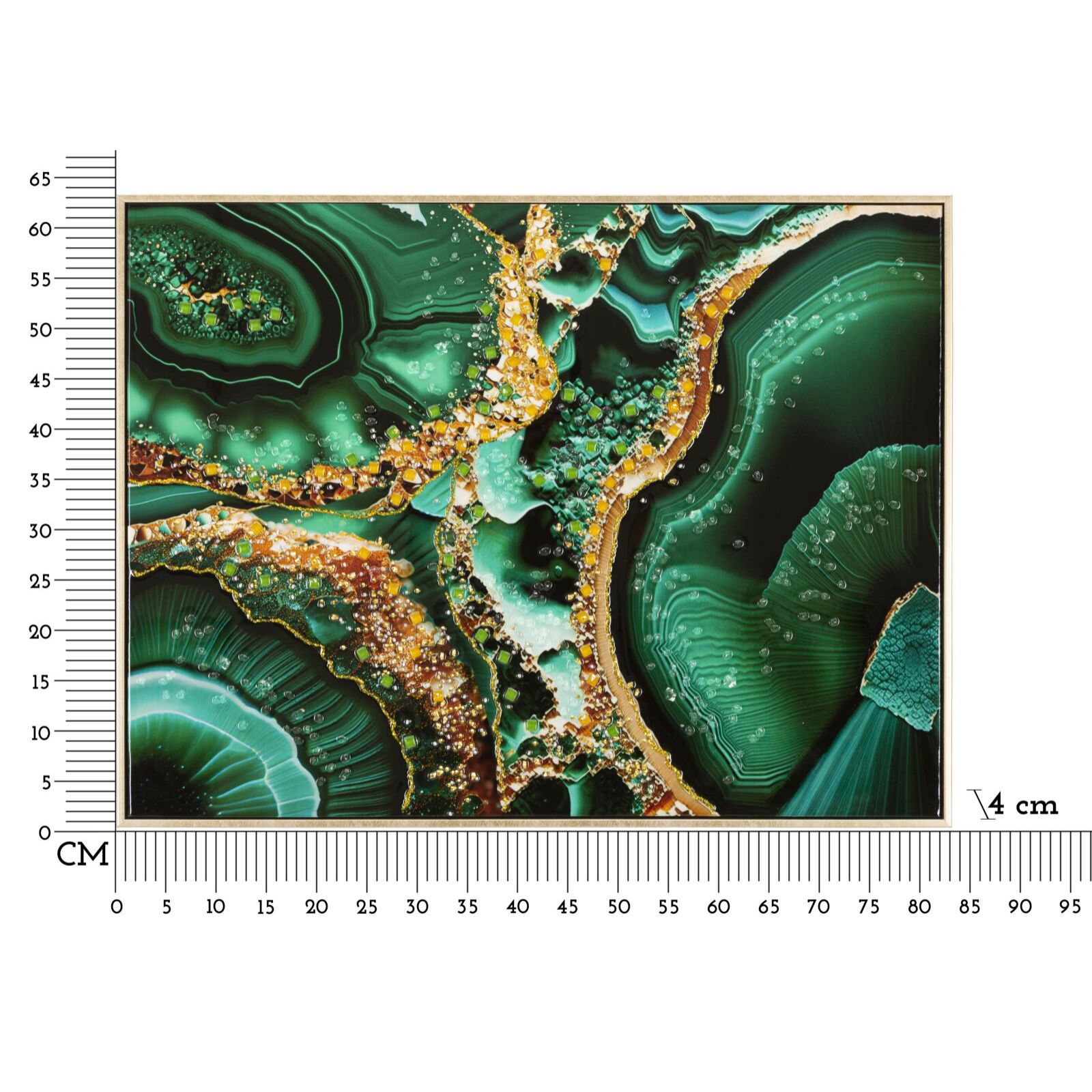 DIPINTO SU TELA LACCATO SMERALDY -B- C/CORNICE CM 82X4X62