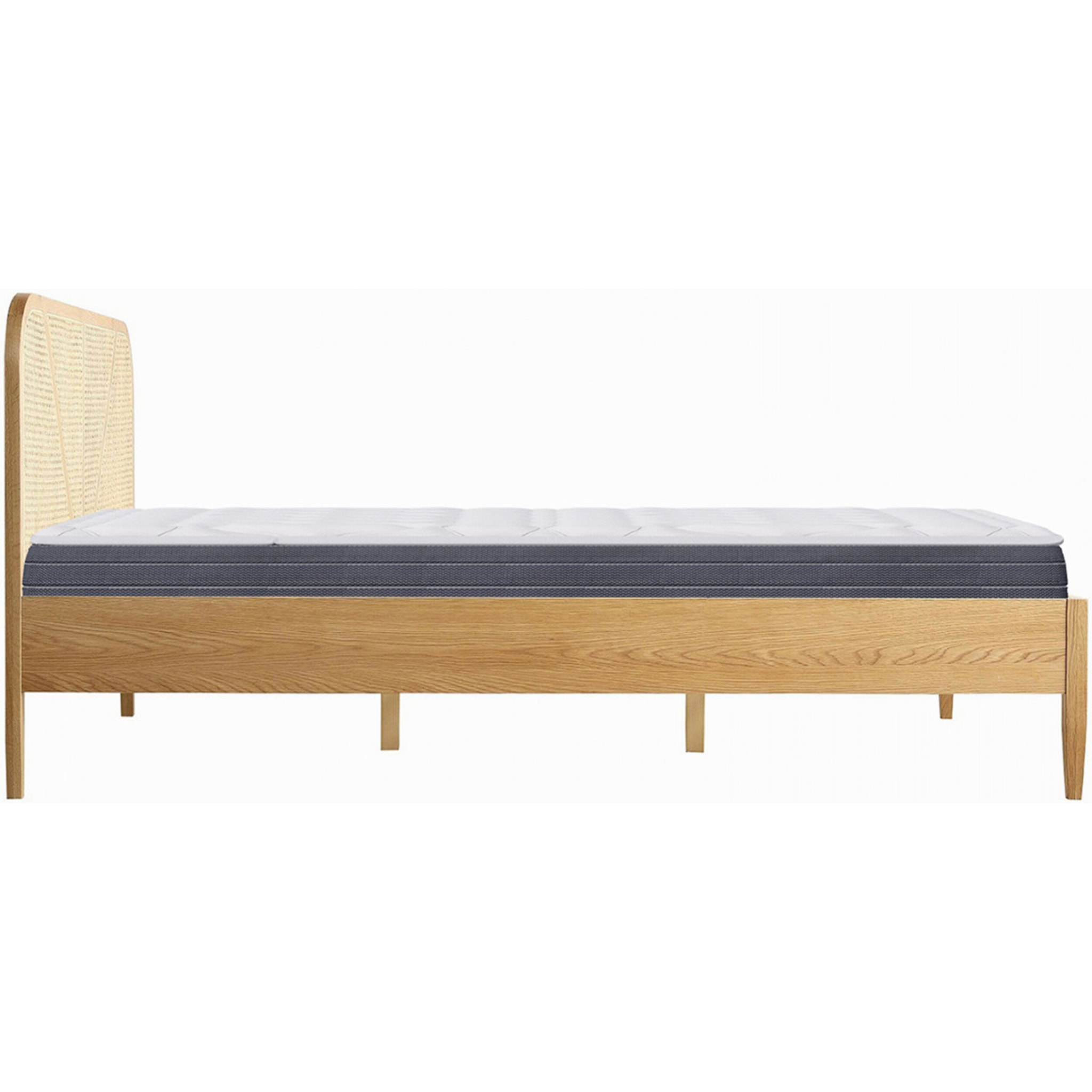 Pack lit en bois et cannage + Matelas mémoire de forme - LEONIE & MEMO HR