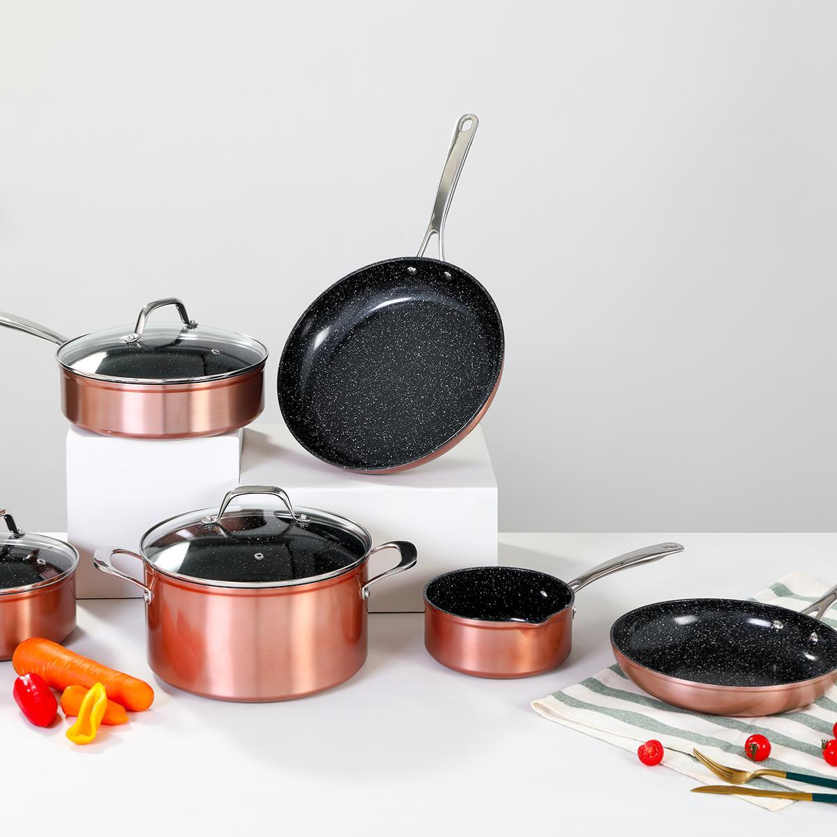 Set de 3 poêles cuivré  Greblon céramique - "Héritage"