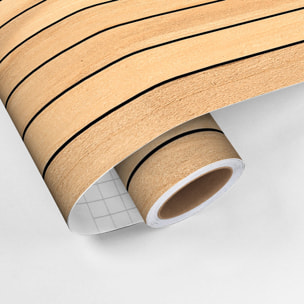 Rouleau revêtement adhésif vinyle au mètre - Sticker mural panneau de bois - CLAIR ET NOIR