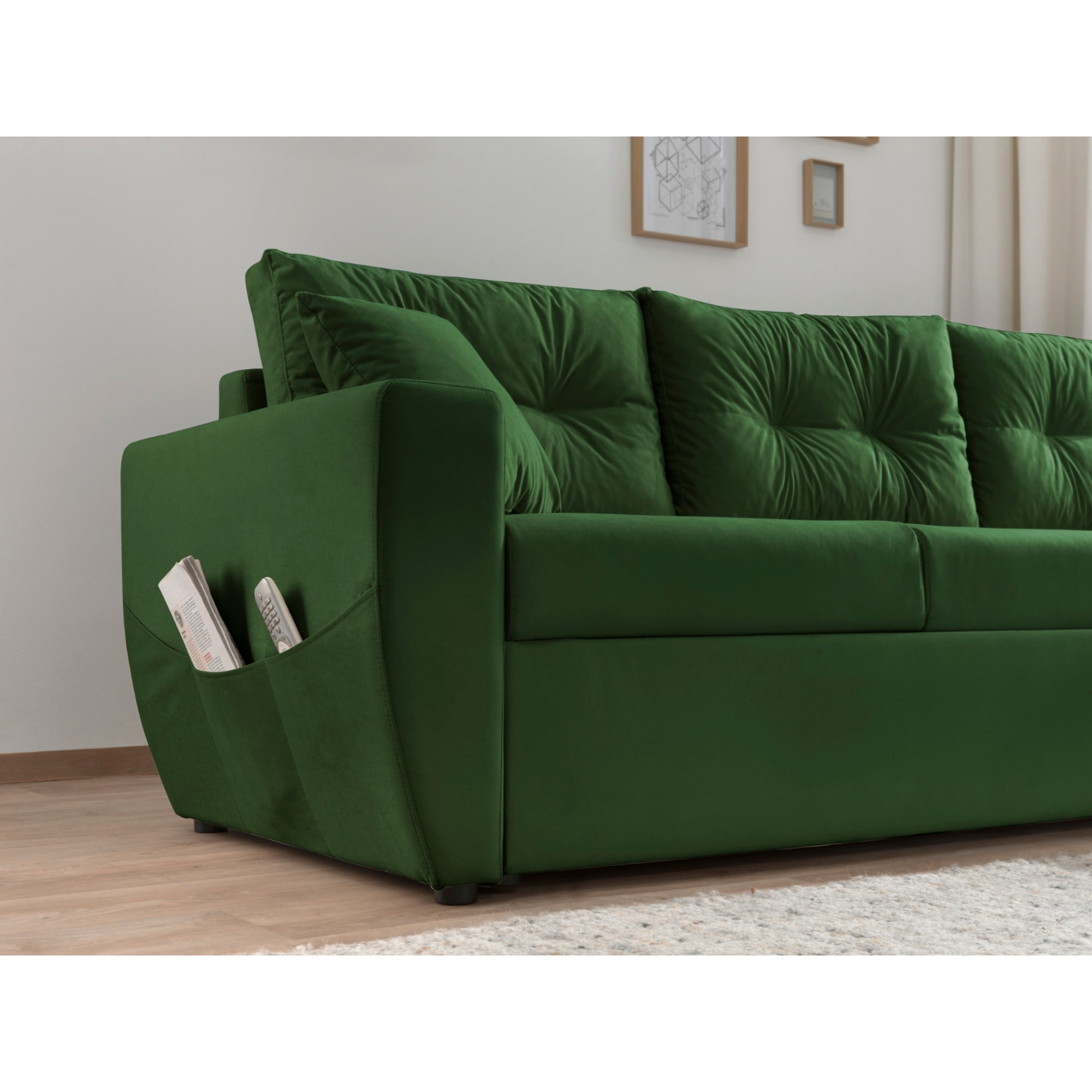 Astoria - canapé d'angle réversible - convertible avec coffre - style contemporain- 4 places - Vert