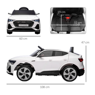 Voiture véhicule électrique enfant e-tron Sportback S line 12 V - V. max. 8 Km/h - effets sonores, lumineux - télécommande, port USB, MP3 - blanc