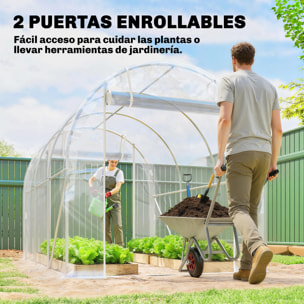 Invernadero de Exterior 3x2x2 m, Invernadero de Túnel con 2 Puertas Enrollables, Marco de Acero Galvanizado y Cubierta de PE 150g/m², Anti-UV, Impermeable, para Cultivos, Transparente