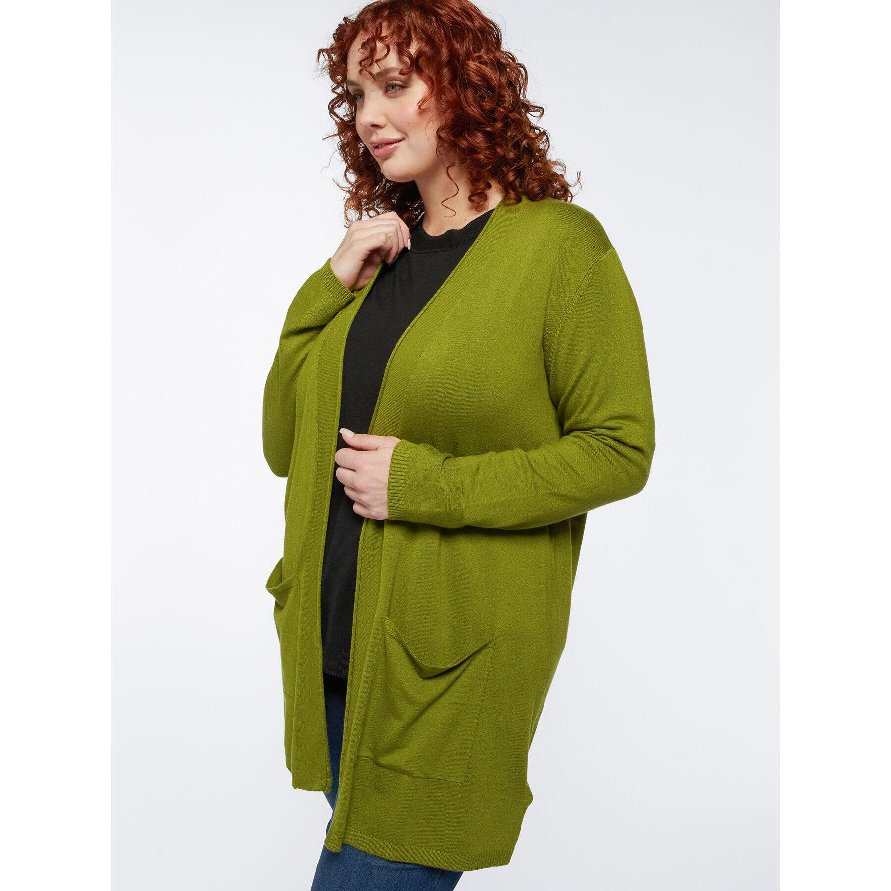 Fiorella Rubino - Cardigan lungo aperto davanti in viscosa ECOVERO™ - Verde