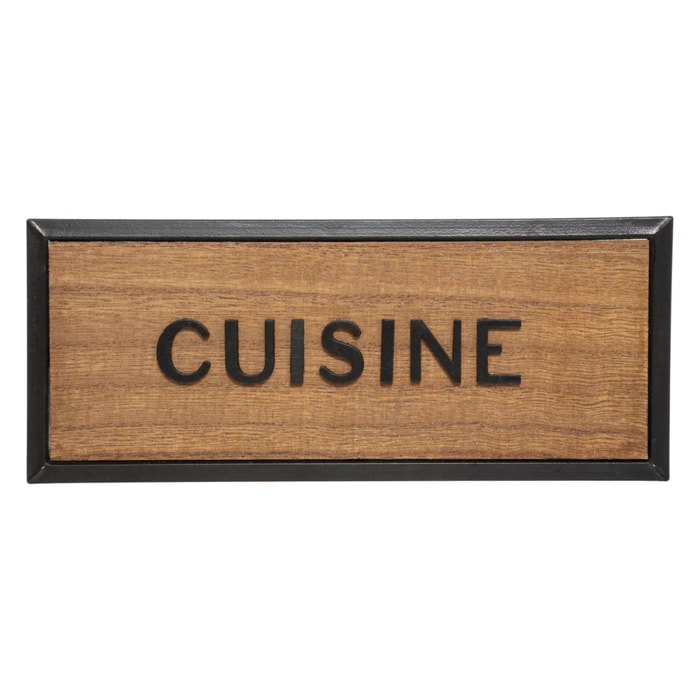 Plaque de porte bois métal 22x9cm