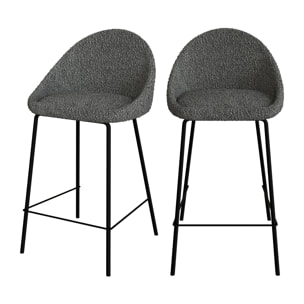 Lot de 2 chaises pour îlot central 65 cm en tissu bouclette gris - Misty