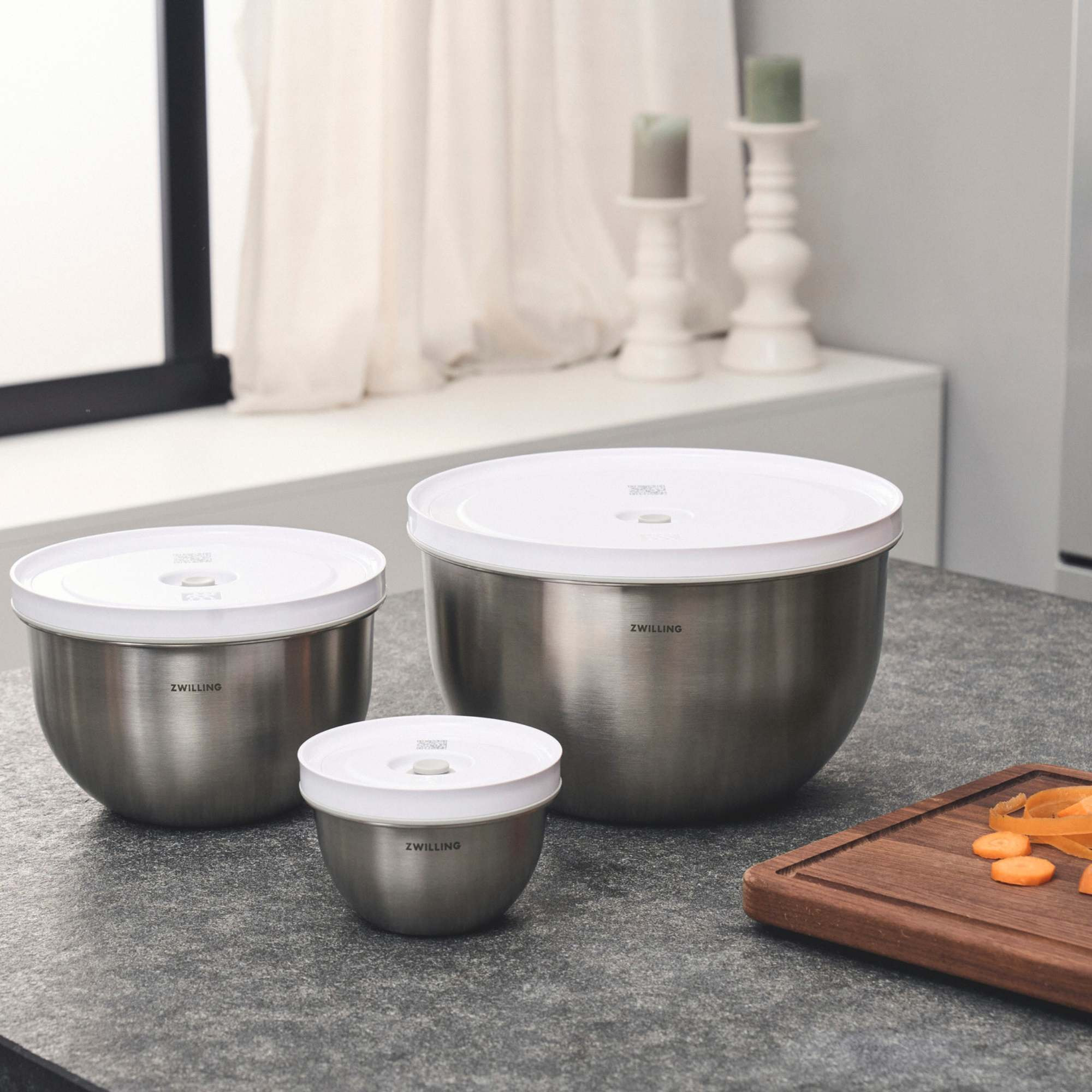 Bol sous vide M / 18 cm, Acier inoxydable, Argent