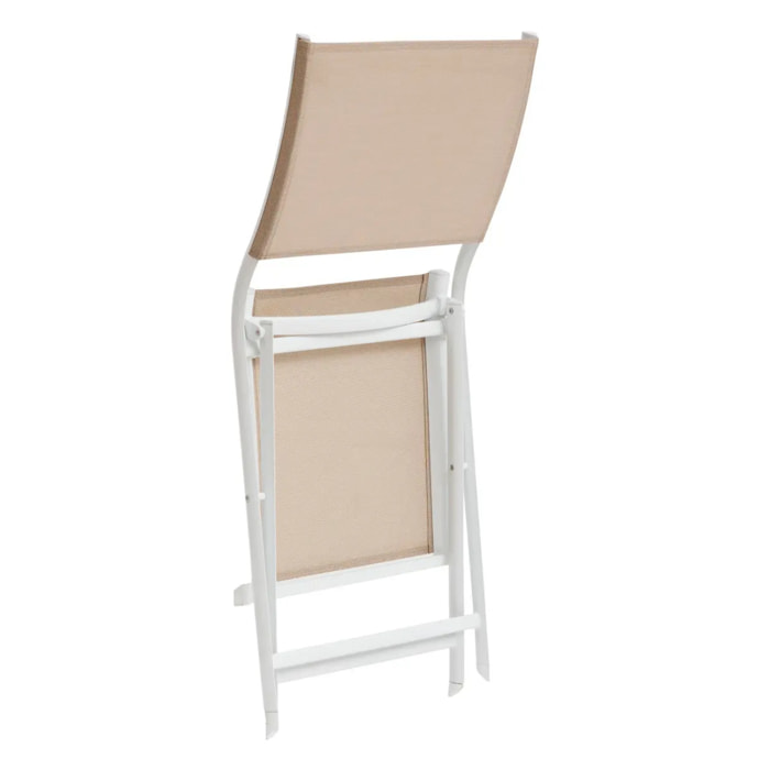 Lot de 4 chaises de jardin pliantes Axant Lin & Blanc