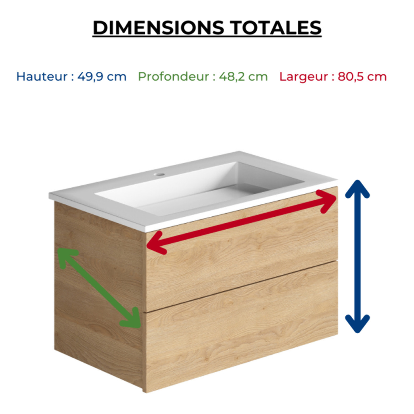Pack meuble vasque 80 cm BURGBAD Cosmo chêne + miroir