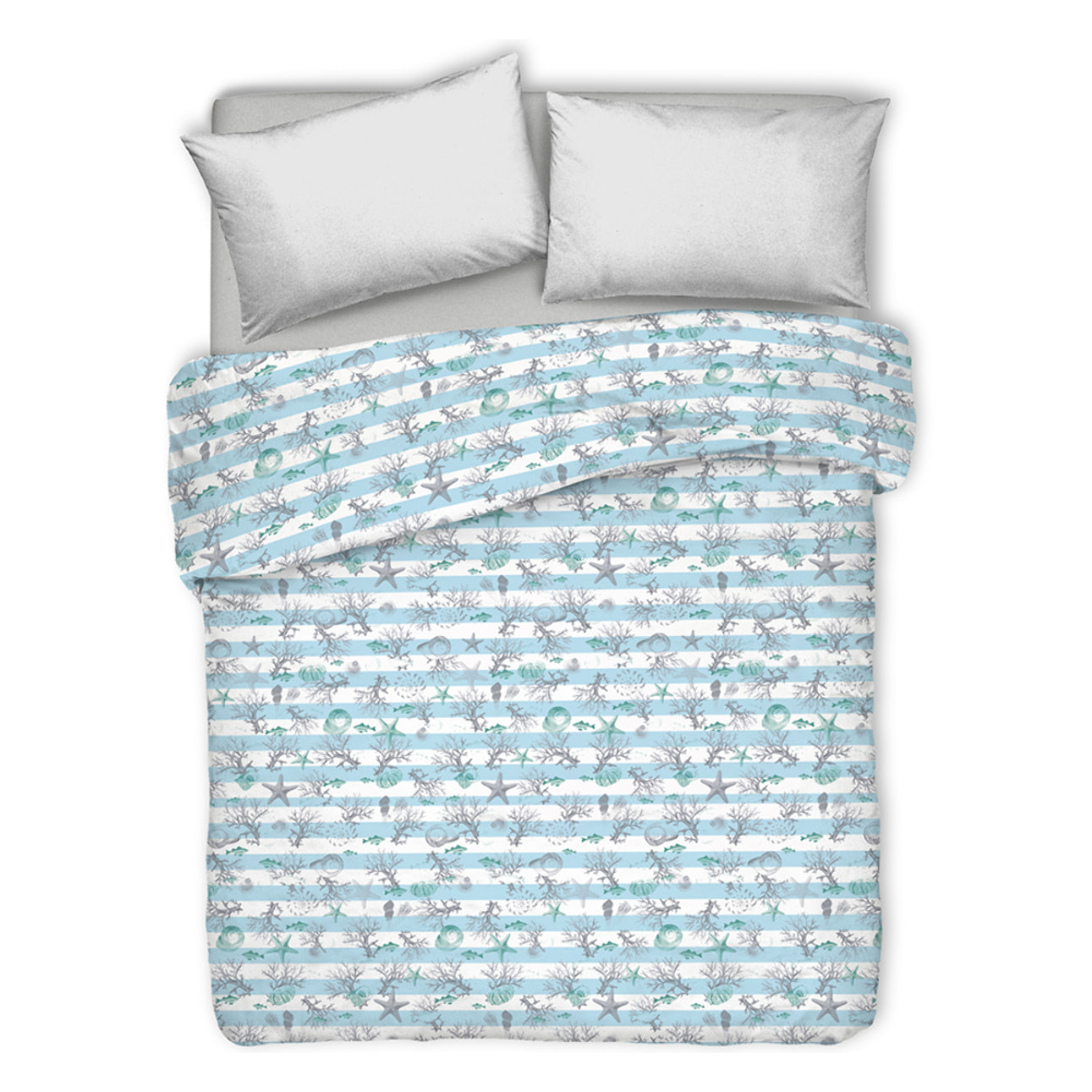 Copriletto di cotone marina riga verde