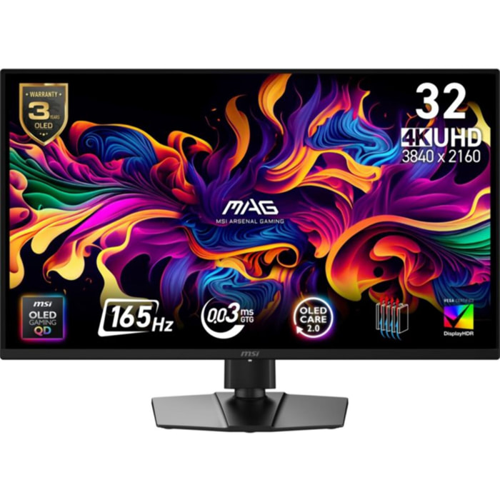 Ecran PC Gamer MSI MAG 322UP E16 32" 4K 165Hz QD-OLED HDR True Black 400 HDMI 2.1 USB-C 15W