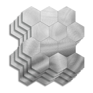 Crédence adhésive murale 3D  - Effet carrelage hexagonal 4 pièces - Argent