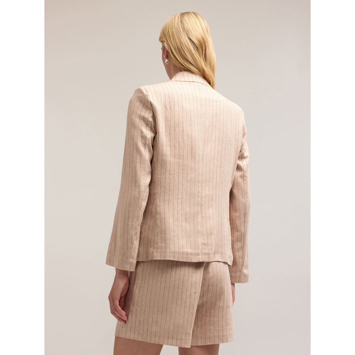 Motivi - Blazer doppiopetto in viscosa misto lino - Beige