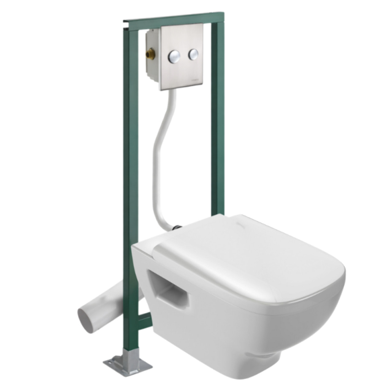 Pack WC suspendu sans bride Struktura + Abattant + Bâti-support autoportant PRESTO + Plaque chromée