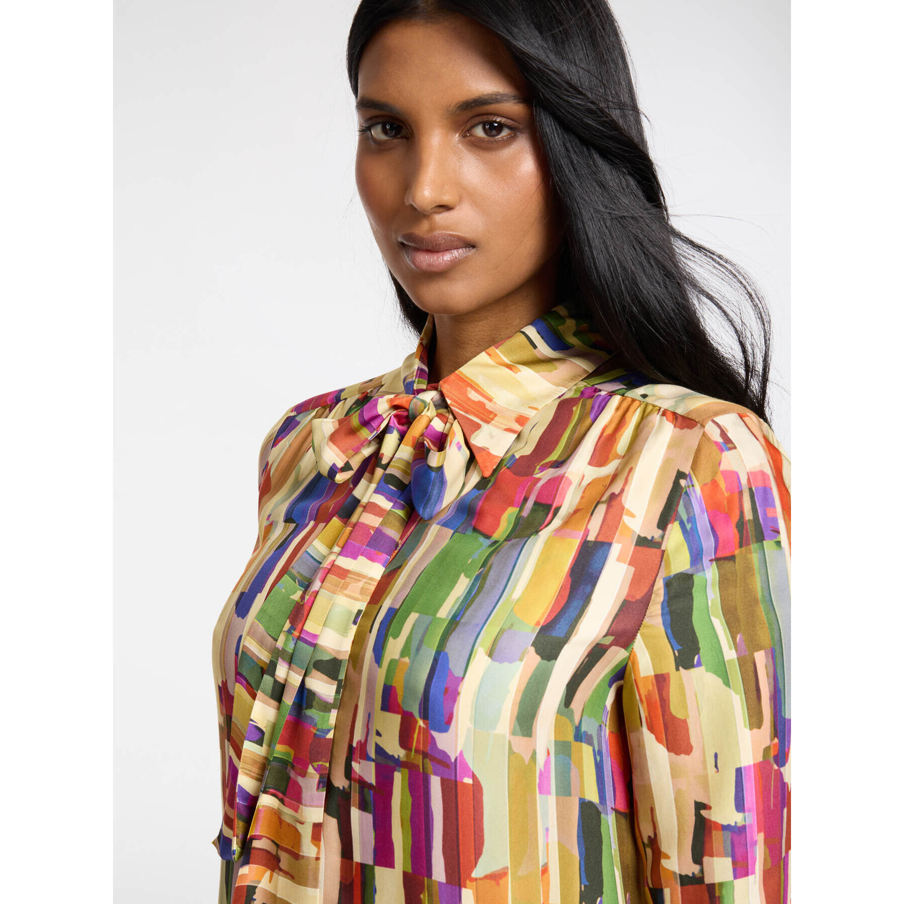 Elena Mirò - Vestido estampado con lazo - Beige