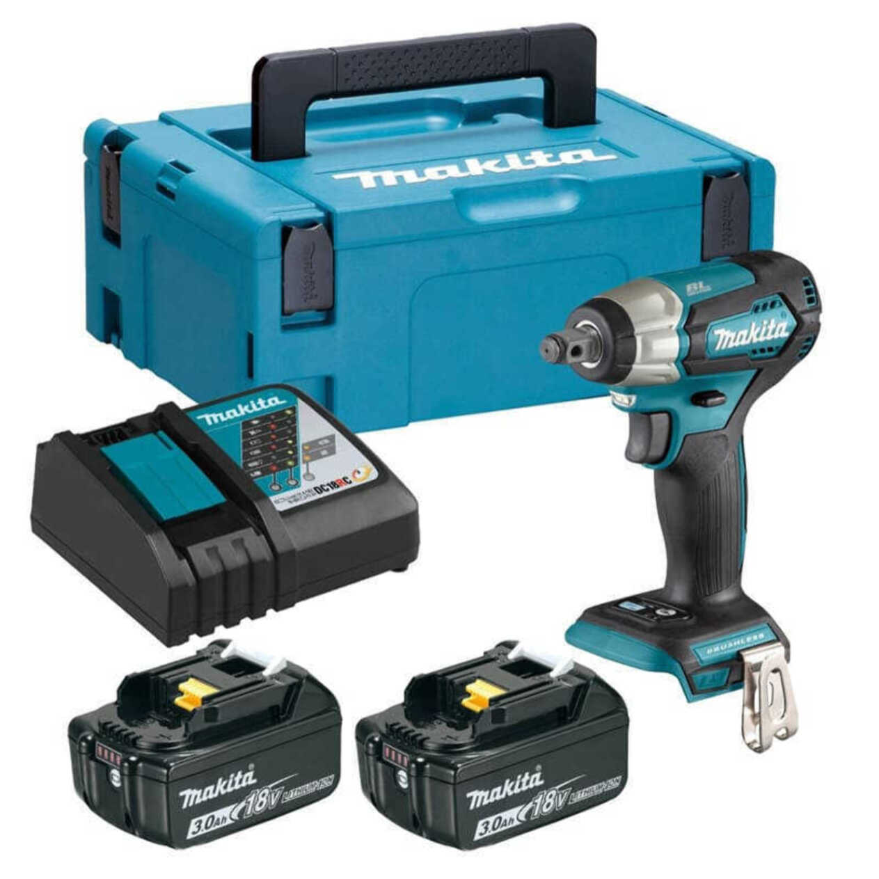 Atornillador de impacto MAKITA 18 V Li-Ion 3 Ah 180 Nm - 2 baterías, cargador, maletín - DTW181RFJ