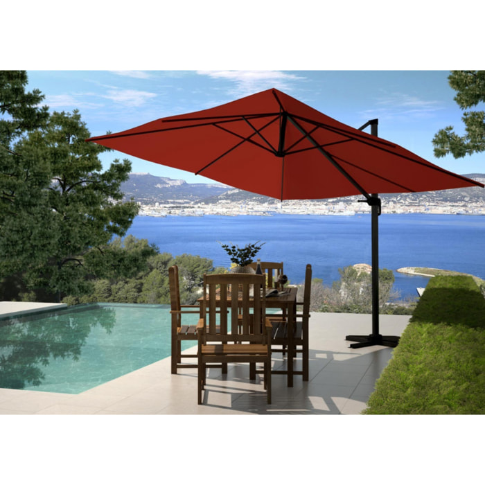 Parasol déporté et rotatif 3 x 3m terracotta RAFAELA
