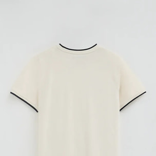 Maglietta ecrù in tessuto piquet con logo Rigby Go