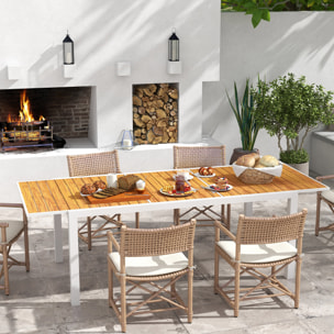 Mesa de Jardín Extensible Mesa de Comedor Exterior Rectangular Mesa de Terraza para 6 Personas con Marco de Aluminio Efecto de Madera Carga 50 kg 180/240x94x73 cm Marrón