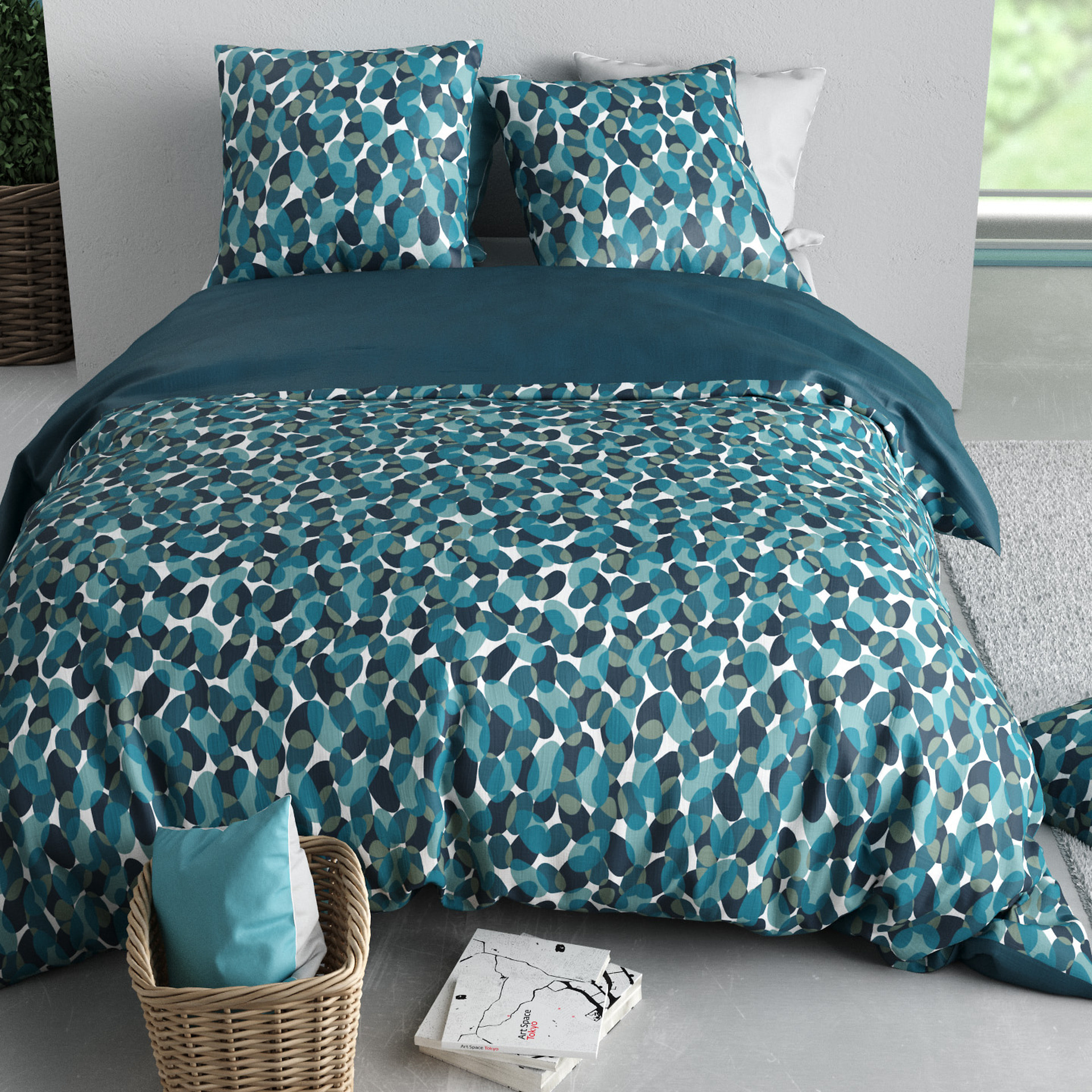 Parure Housse De Couette 3pcs 100% Coton 57 Fils NELLY