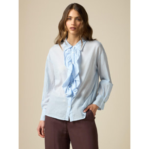 Oltre - Camisa con rouches - Light - blue