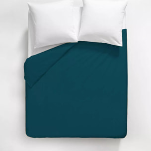 Housse de couette satin de coton uni bleu Ava uni bleu ardoise