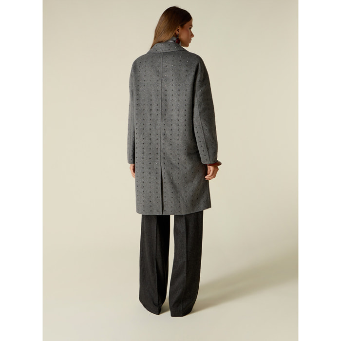 Oltre - Cappotto misto lana con cristalli - Grigio