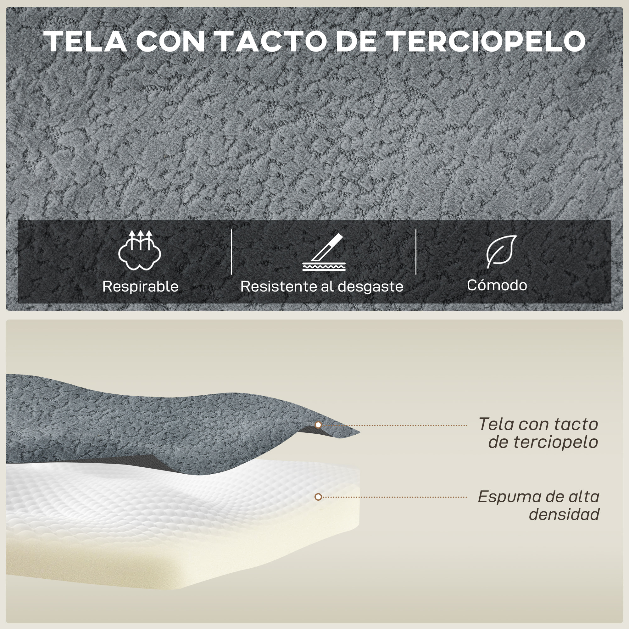 Sofá Modular en Forma de U, Sofá de Esquina Seccional de 4 Plazas con 2 Taburetes, Almohadas, Reposabrazos Anchos, sin Montaje, Asientos Amplios y Profundos, Tapizado en Terciopelo, Gris Oscuro