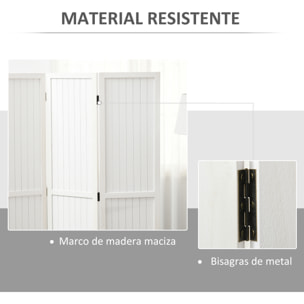 Biombo de 3 Paneles Divisor de Habitación Plegable 120x1,8x170 cm Separador de Ambientes con Pantalla de Privacidad Estilo Rústico para Oficina Dormitorio Salón Blanco