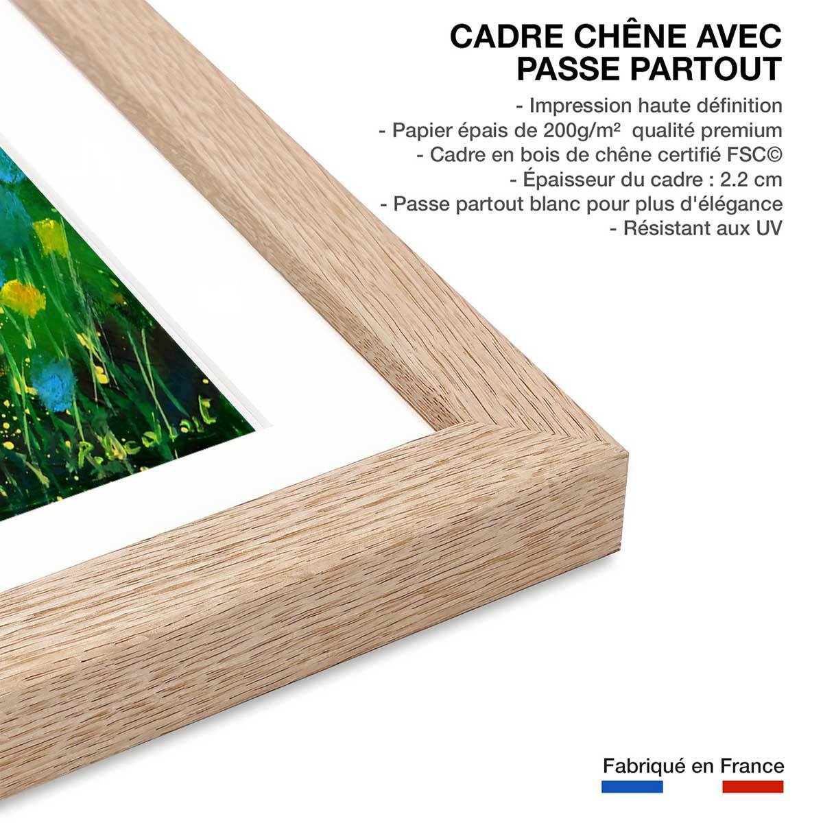 Affiche  sauvages et  des champs Affiche + cadre en bois - Chêne