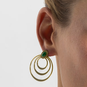 Pendientes con Malaquita acabado oro 18k