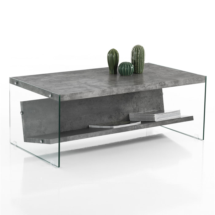 Tomasucci Table basse / porte-revues NANCY CEMENT Transparent