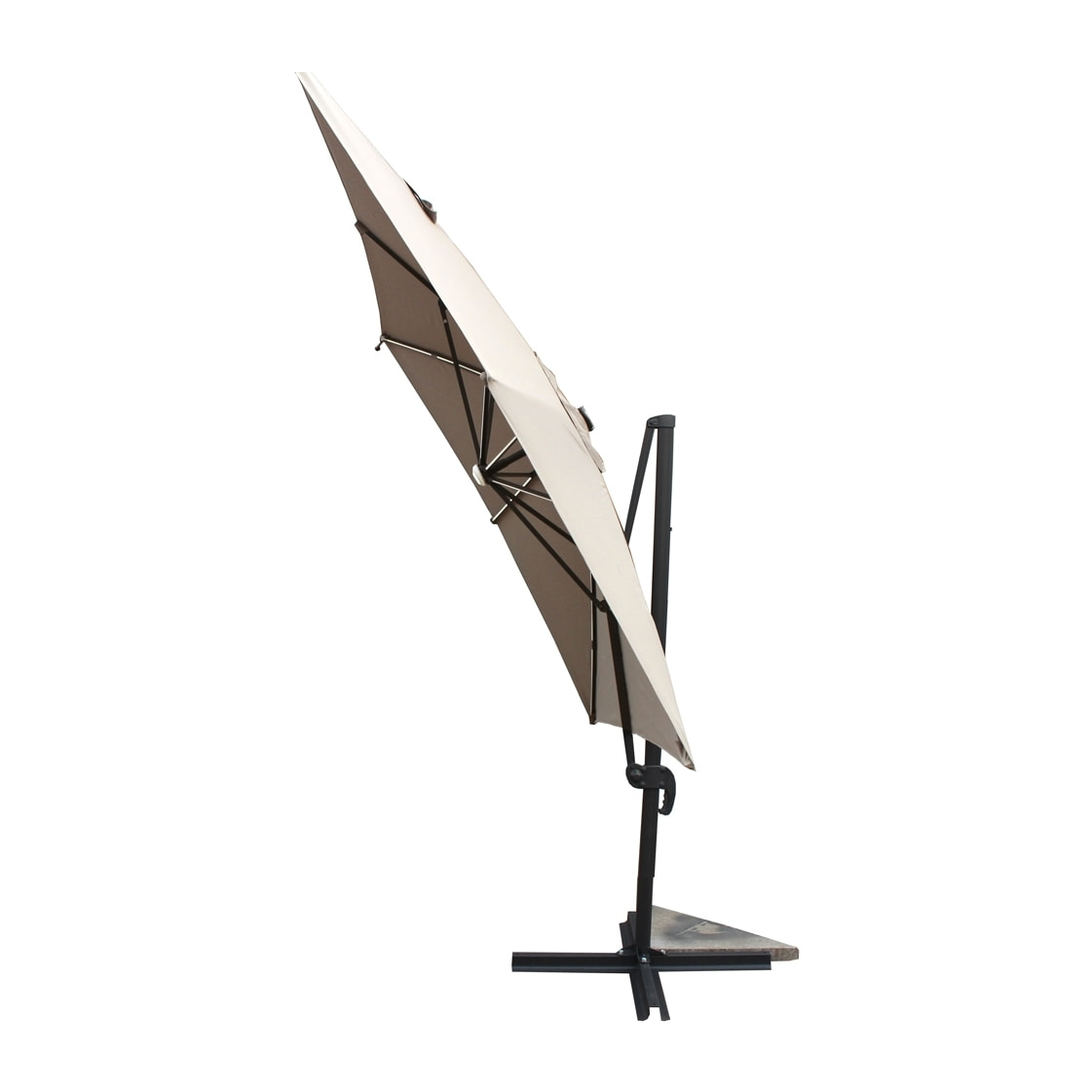 Parasol  ecru droit rectangle 3,95 x 2,95 m rotatif à 360 led VALIANO