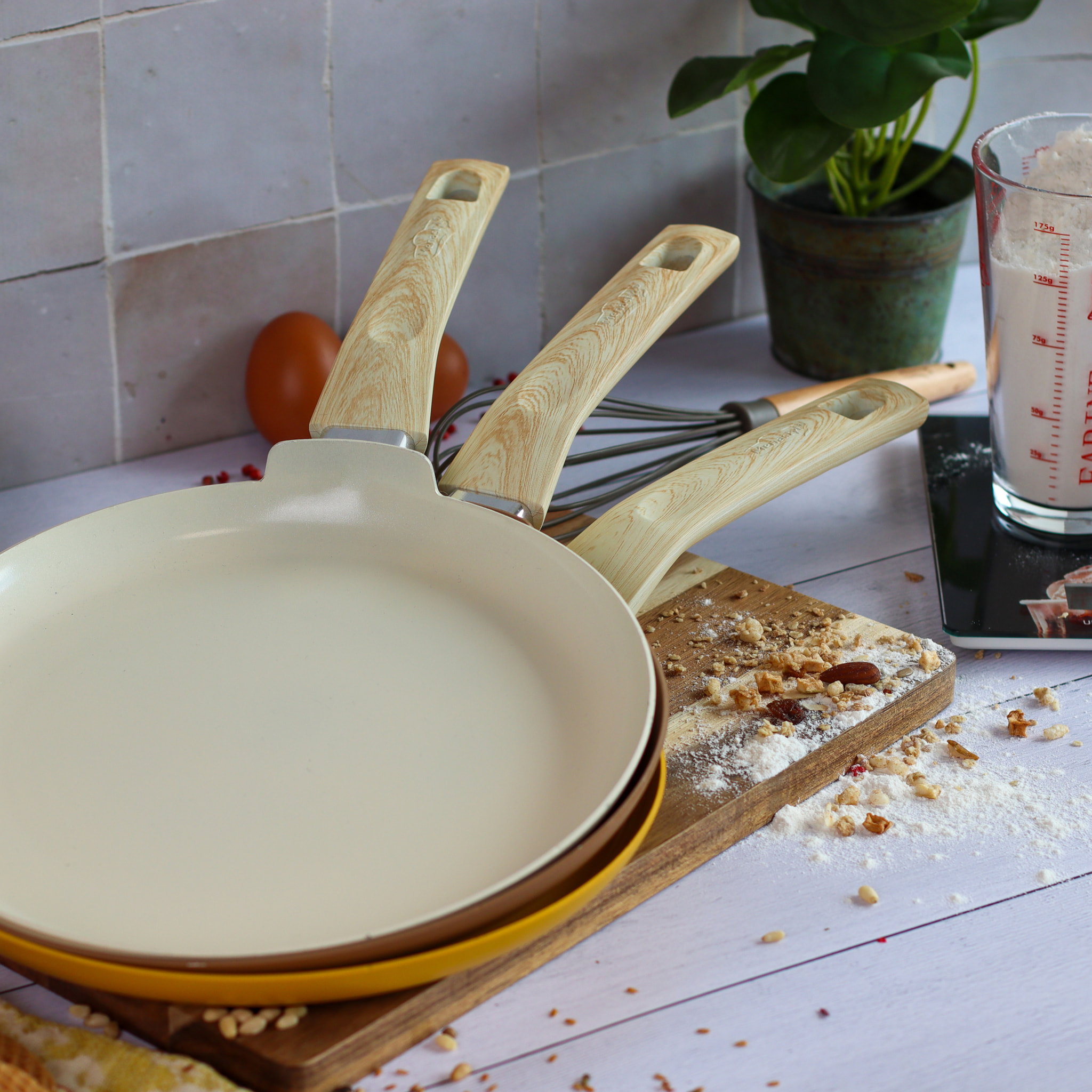 Crêpière 26cm avec revêtement céramique crème - tous feux COLORAMA
