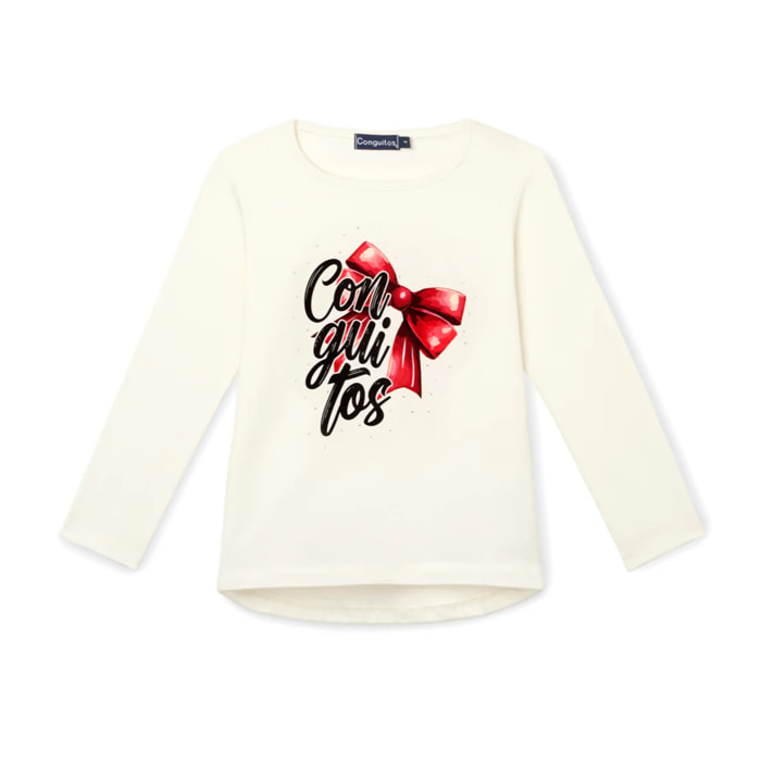 Camiseta Niña Manga Larga Con Estampado