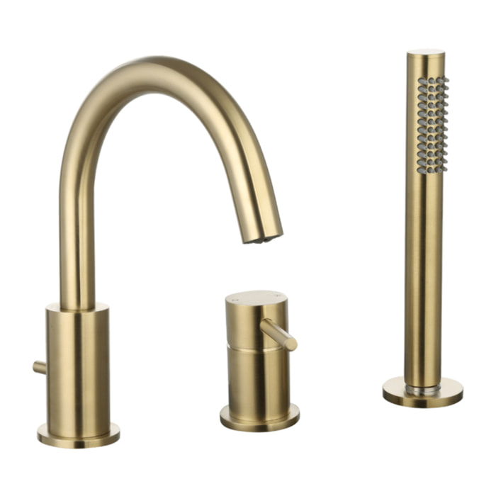 Mitigeur bain douche mécanique 3 trous + douchette 1 jet PAINI Ortence laiton brossé