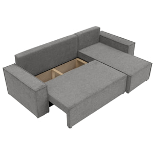 Cezanne - Canapé d'angle réversible 4 places convertible avec coffre en tissu texturé - Gris