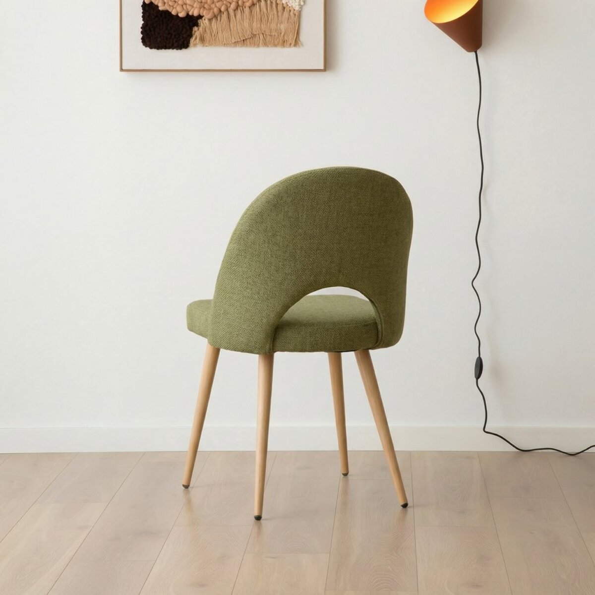 Chaise rembourrée Onna -tissu et bois-couleur vert 52 x 85 x 59 cm