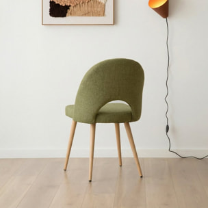 Chaise rembourrée Onna -tissu et bois-couleur vert 52 x 85 x 59 cm