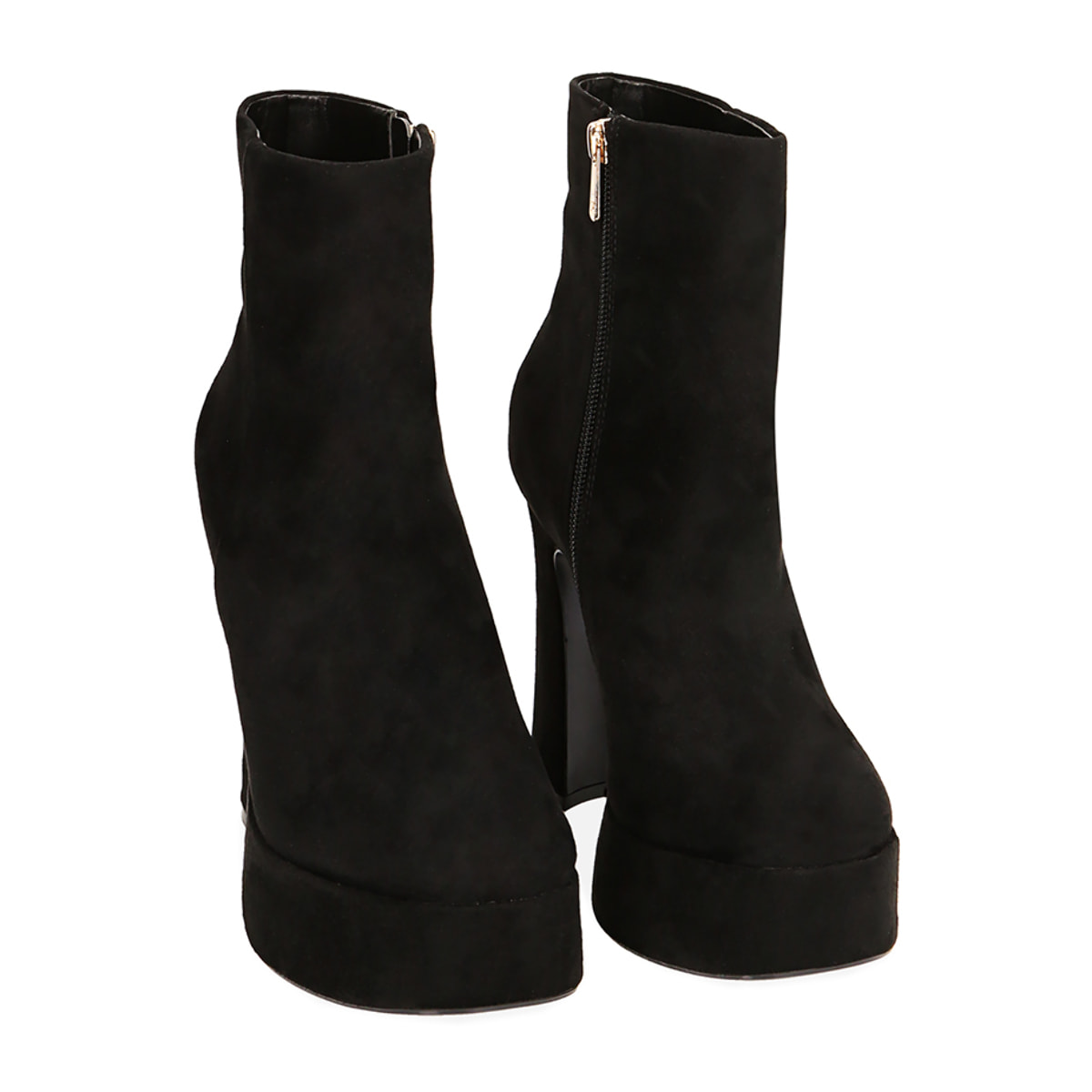 Botines plataforma negros en microfibra tacón 11,5 cm