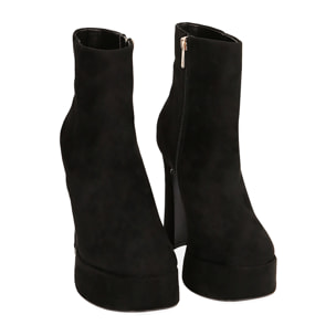 Botines plataforma negros en microfibra tacón 11,5 cm