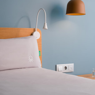 Set 2pc cama (funda nórdica 155x220cm + funda de almohada 80x80cm) 200tc 100% algodón gris y blanco neutral be