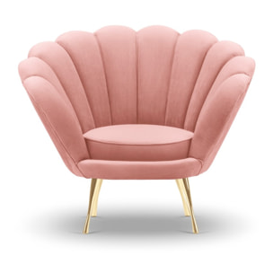 Fauteuil "Kingston" en velours rose