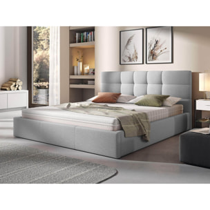 Mael - lit coffre - 180x200 - en tissu - sommier inclus - Gris clair