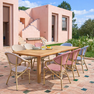 Lot de 2 fauteuils de table extérieur en aluminium effet rotin rouge AMALFI